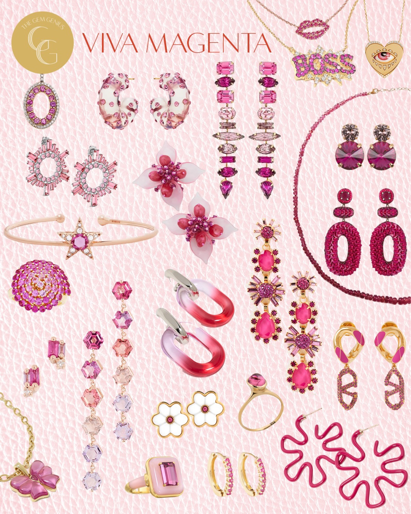 Viva Magenta // Be brave and fearless like Pantone's Color of the Year - Viva Magenta! It's a pulsating color that promotes a joyous and optimistic celebration.

#thegemgenius #gemgenius #jewelry #jewels #jewelryaddict #gemstones #pantone #vivamagenta #onlineshop #shopsmall #womenownedbusiness #smallbusiness #smallbusinessowner #onlinebusiness #womenowned #earrings #necklace #bracelet #braceletstacks #rings #accessories #womensstyle #womensfashion #instajewelry #jewelrygram #designerjewelry #statementjewelry #statementearrings #fashionjewelry #moodboard

#LTKSeasonal #LTKFind #LTKSale