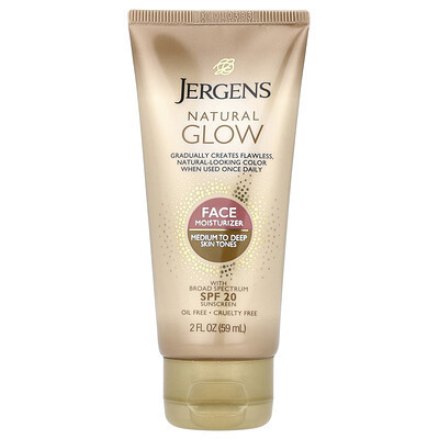 Jergens, Natural Glow, Face Moisturizer, SPF 20, Medium to Deep, 2 fl oz (59 ml) | iHerb