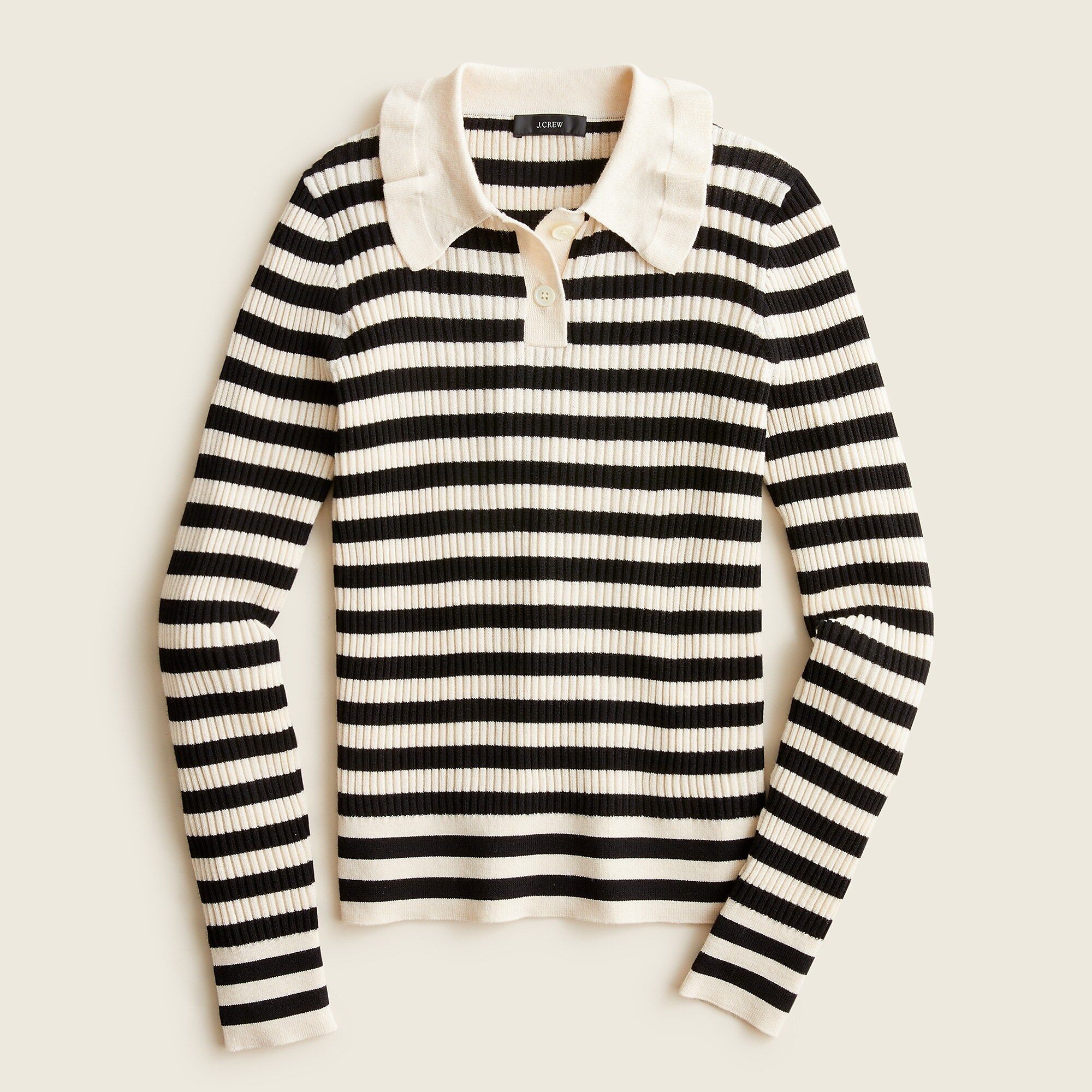 Ruffle-collar ribbed merino wool sweater | J.Crew US