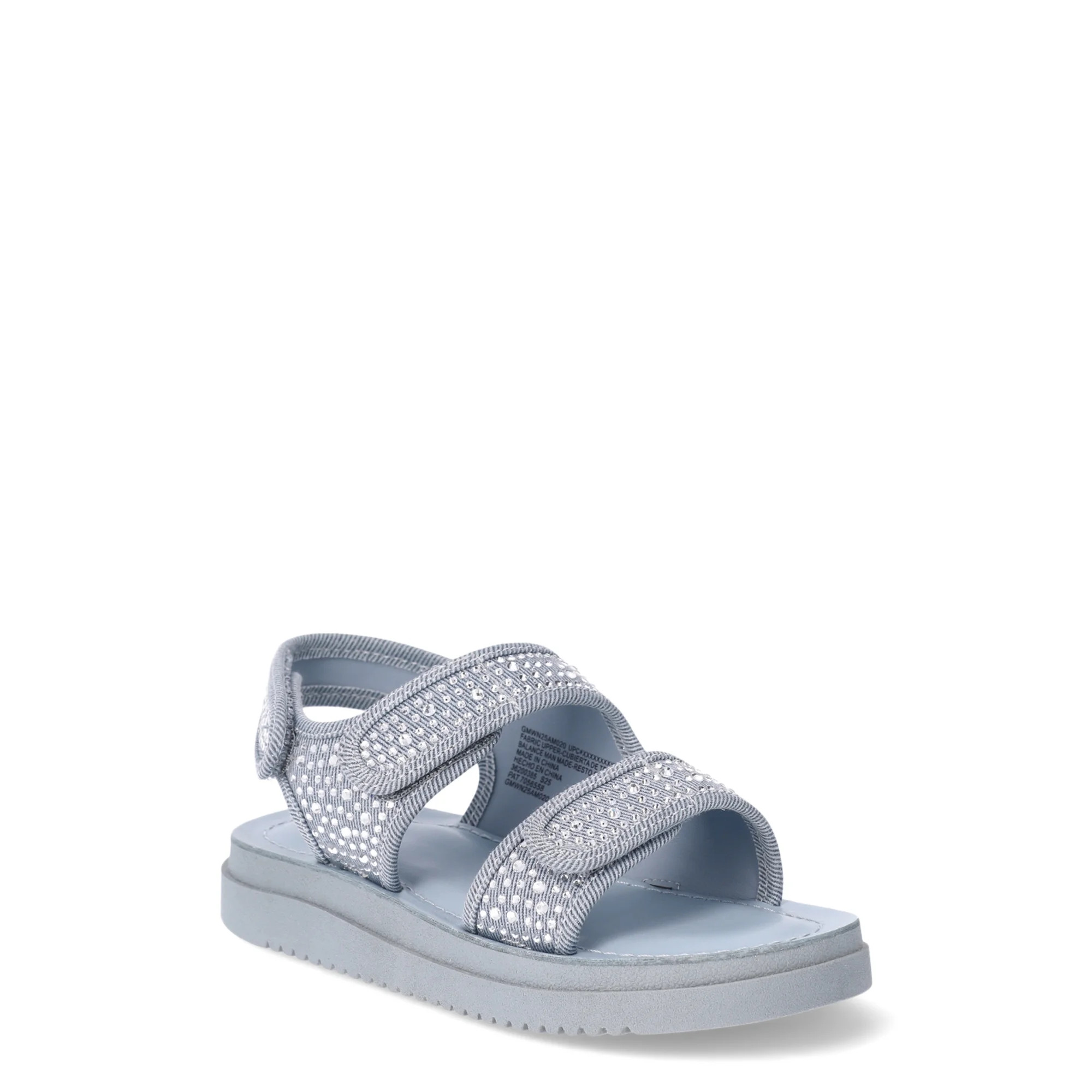 Wonder Nation Little & Big Girl Denim Rhinestone 2 Buckle Sandal | Walmart (US)