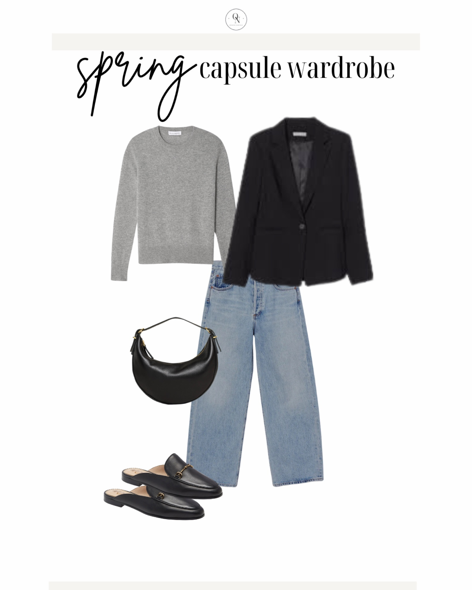 Black blazer outfit idea

The Spring Capsule Wardorbe is here! 18 pieces to make getting dressed easy, decrease decision fatigue and reduce your mental load this spring. All at a modest price point with all items including trench under $150.

1. Basic white tshirt
2. Cashmere sweater
3. Striped sweater
4. White button down
5. Black denim
6. Cream pants (not shown but linked)
7. Wide leg denim
8. Black blazer
9. Trench coat
10. Black mules
11. Cognac sandals
12. Black sling backs
13. Sneakers
14. Chain necklace
15. Black purse 
16. Black crossbody (not shown)
17. Cognac tote
18. Sunglasses

spring outfits, spring capsule, what to wear for spring, spring outfits for women, travel spring outfits, spring essentials, sprint closet essentials, spring wardrobe essentials

#LTKSpringSale #LTKSeasonal