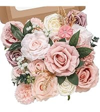 Serwalin Artificial Flowers Pink Flowers Fake Silk Flowers Wedding Cake Flowers for Wedding Bouqu... | Amazon (US)