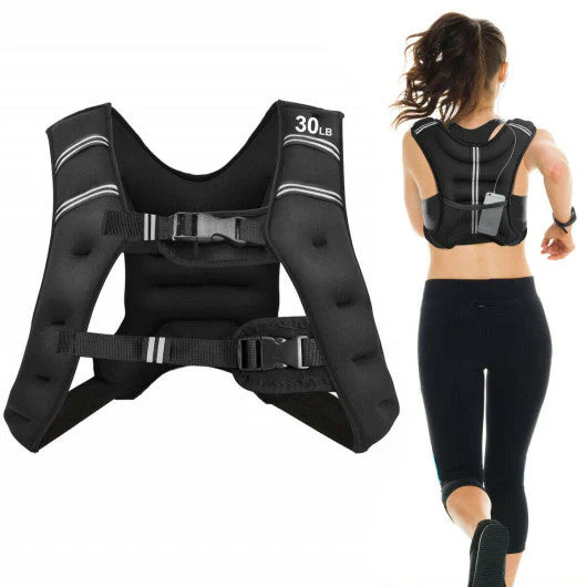 Costway 30lbs Workout Weighted Vest With Mesh Bag Adjustable Buckle-30 Lbs | REBEL (formerly Rebelstork)