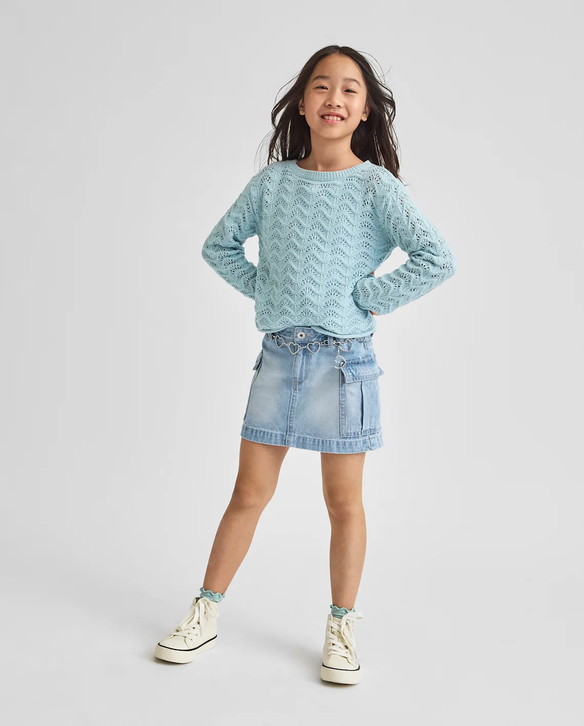 Girls Denim Cargo Skirt - blue | The Children's Place