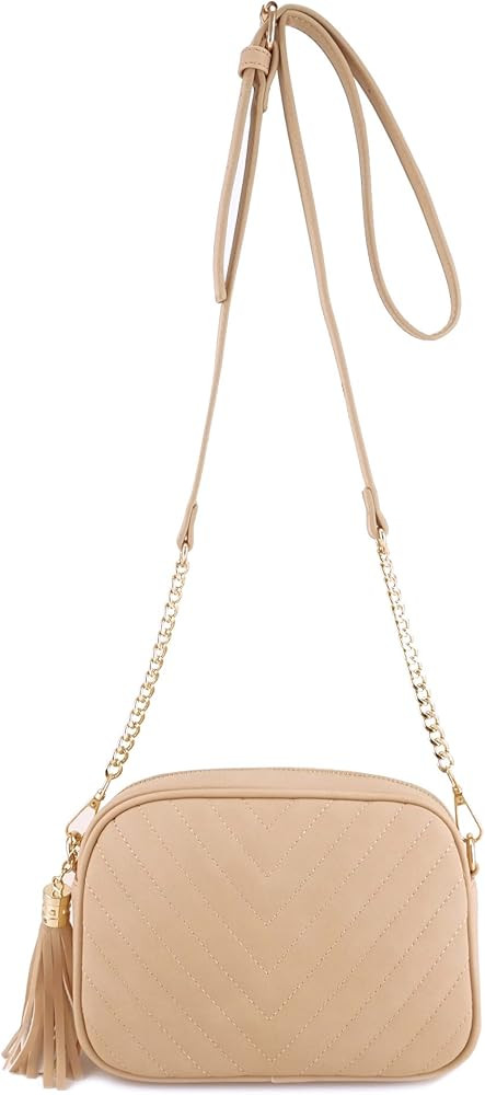 Simple Shoulder Crossbody Bag With Metal Chain Strap And Tassel Top Zipper | Amazon (US)