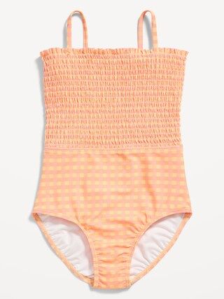 Printed Smocked Bandeau One-Piece Swimsuit for Girls | Old Navy (US)