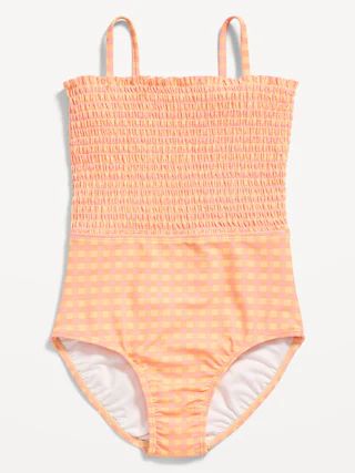Printed Smocked Bandeau One-Piece Swimsuit for Girls | Old Navy (US)