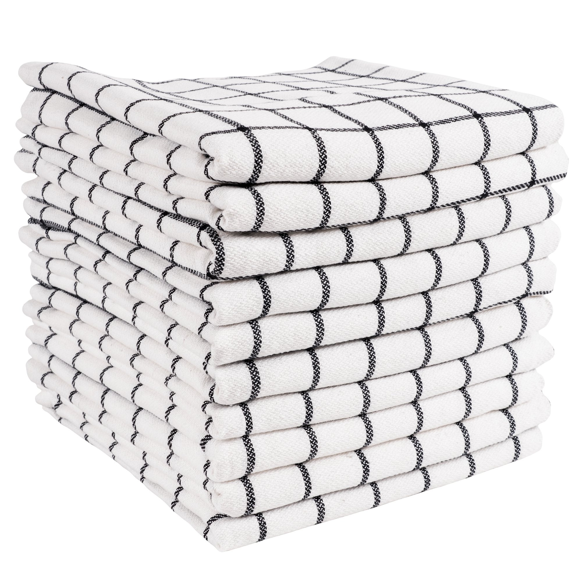 KAF Home, 10 Pack, Classic Checkered Kitchen Towels, Absorbent Flat Weave Kitchen Towels, Black a... | Walmart (US)