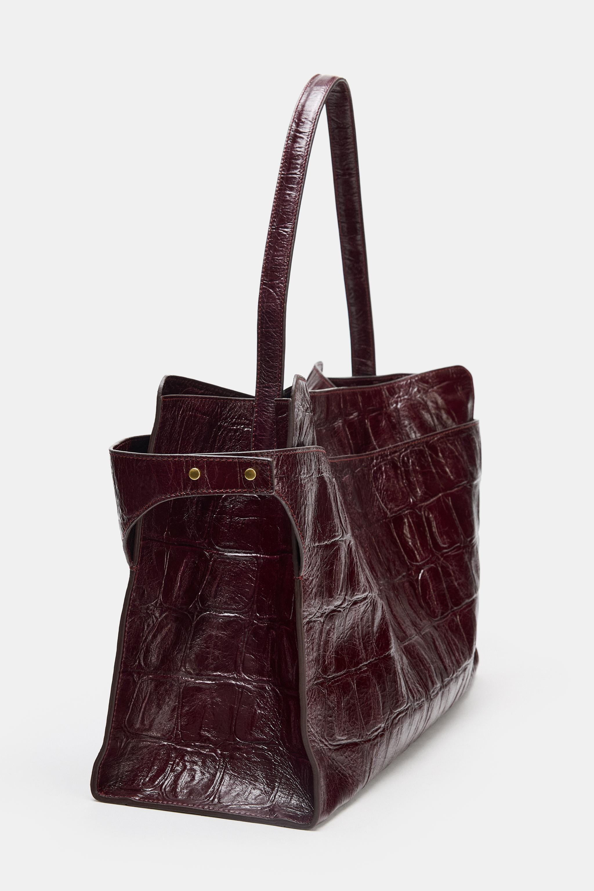 MAXI CITY BAG WITH EMBOSSED LEATHER EFFECT | Zara UK