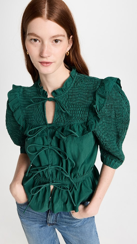 Casey Hand Smocked Tie Front Top | Shopbop