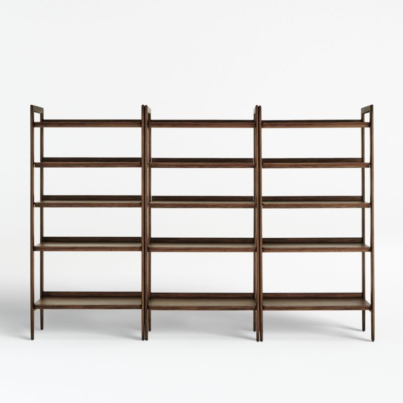 Tate 108" Walnut Wide Bookshelves, Set of 3 + Reviews | Crate & Barrel | Crate & Barrel