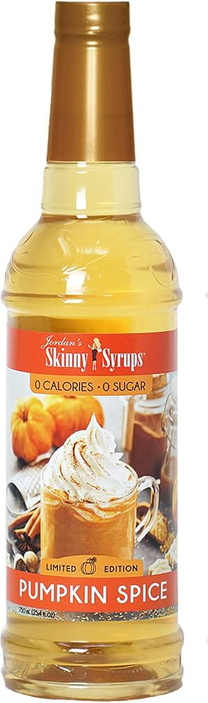 Jordan's Skinny Syrups Sugar Free Coffee Syrups, Pumpkin Spice and Caramel Pecan Flavors, Zero Calorie Flavoring for Drinks and Foods, Gluten Free, Keto Friendly, 25.4 Fl Oz, 2 Pack Bundle | Amazon (US)