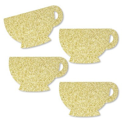 Big Dot of Happiness Gold Glitter Tea Cup - No-Mess Real Gold Glitter Cut-Outs - Garden Tea Party Confetti - Set of 24 | Target