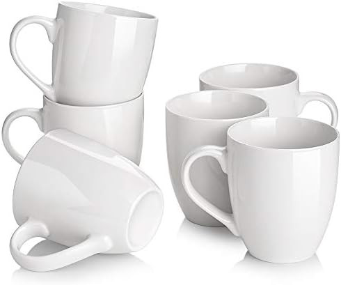 DOWAN 18 Ounce Coffee Mugs, Large White Coffee Mugs Set of 6, Porcelain Mugs with Large Handle fo... | Amazon (US)