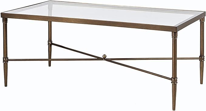 MADISON PARK SIGNATURE Park Porter Accent Tables Rectangular Tempered Glass Tabletop with Metal F... | Amazon (US)