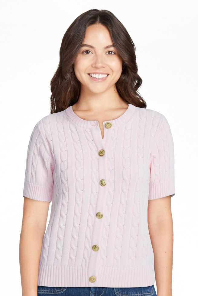 Free Assembly Women's and Women's Plus Cable Knit Cardigan Sweater with Short Sleeves, Lightweigh... | Walmart (US)