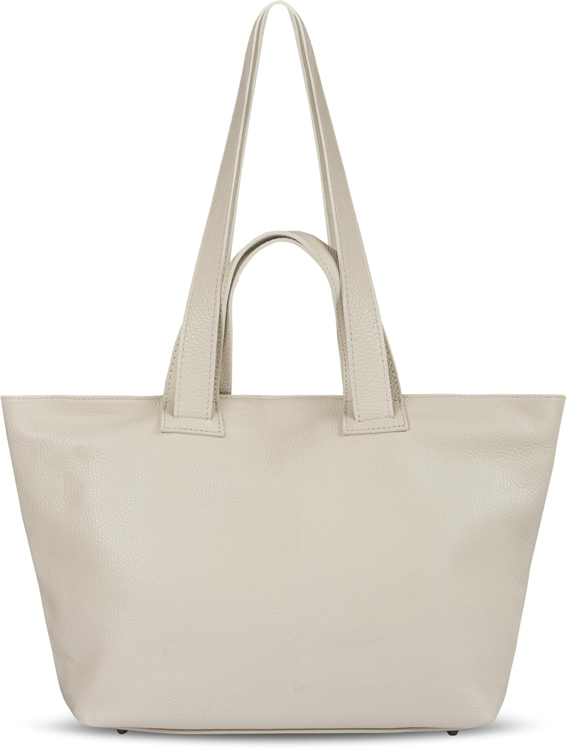 Italian Full-Grain Leather Tote Bag for Women, Soft Shoulder Purse (Beige) | Amazon (US)