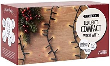 Lumineo 1000 LED Warm White Christmas Compact Lights Set, Green Wire 74 Feet | Amazon (US)