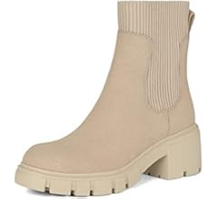 Athlefit Women's Chelsea Platform Ankle Boots Elastic Chunky Heel Lug Sole Booties | Amazon (US)