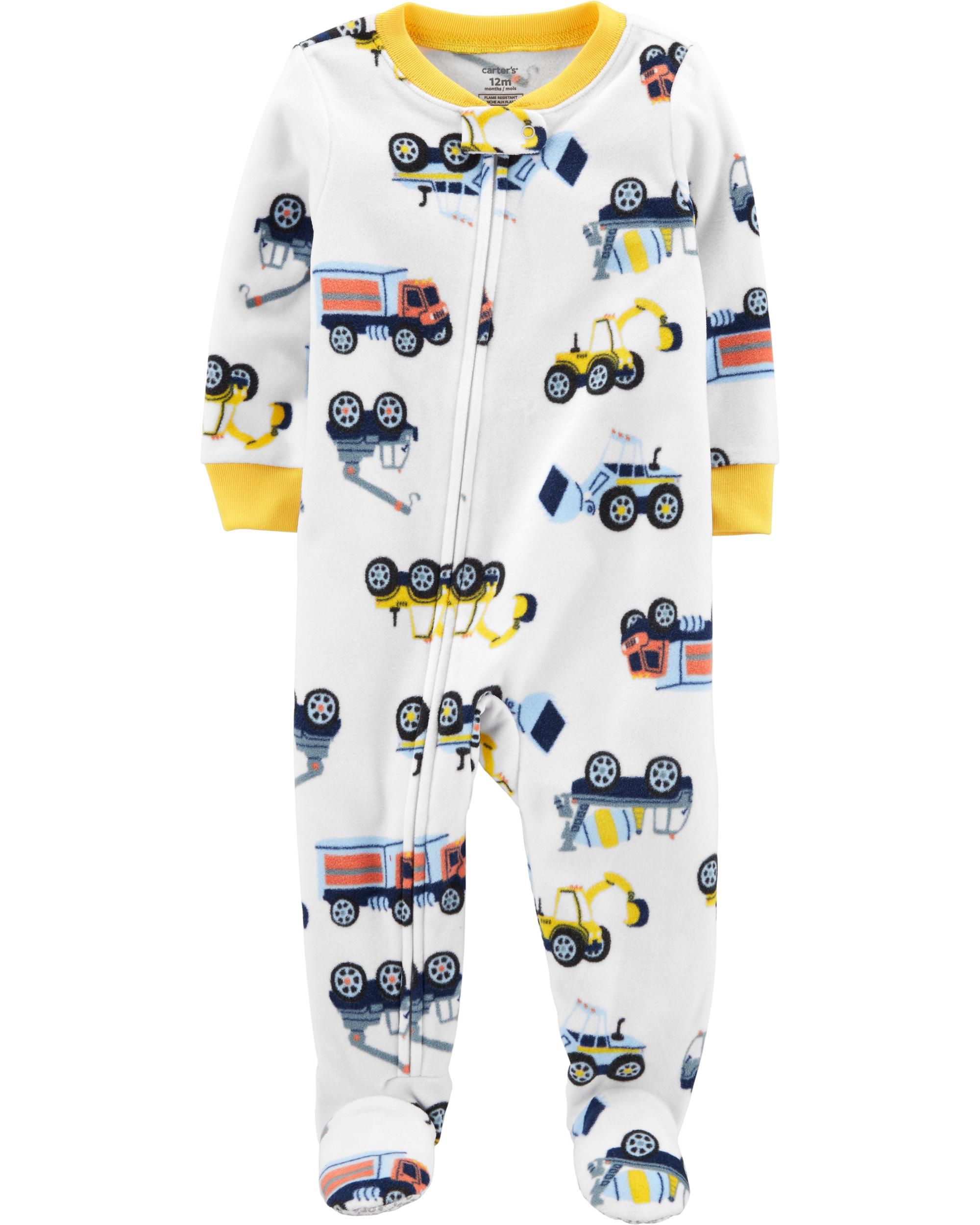 1-Piece Construction Truck Fleece Footie PJs | Carter's