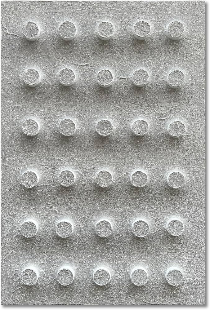NANKAI Art Hand-painted White Thick Texture Abstract art Oil painting 36x24 inch Contemporary Min... | Amazon (US)