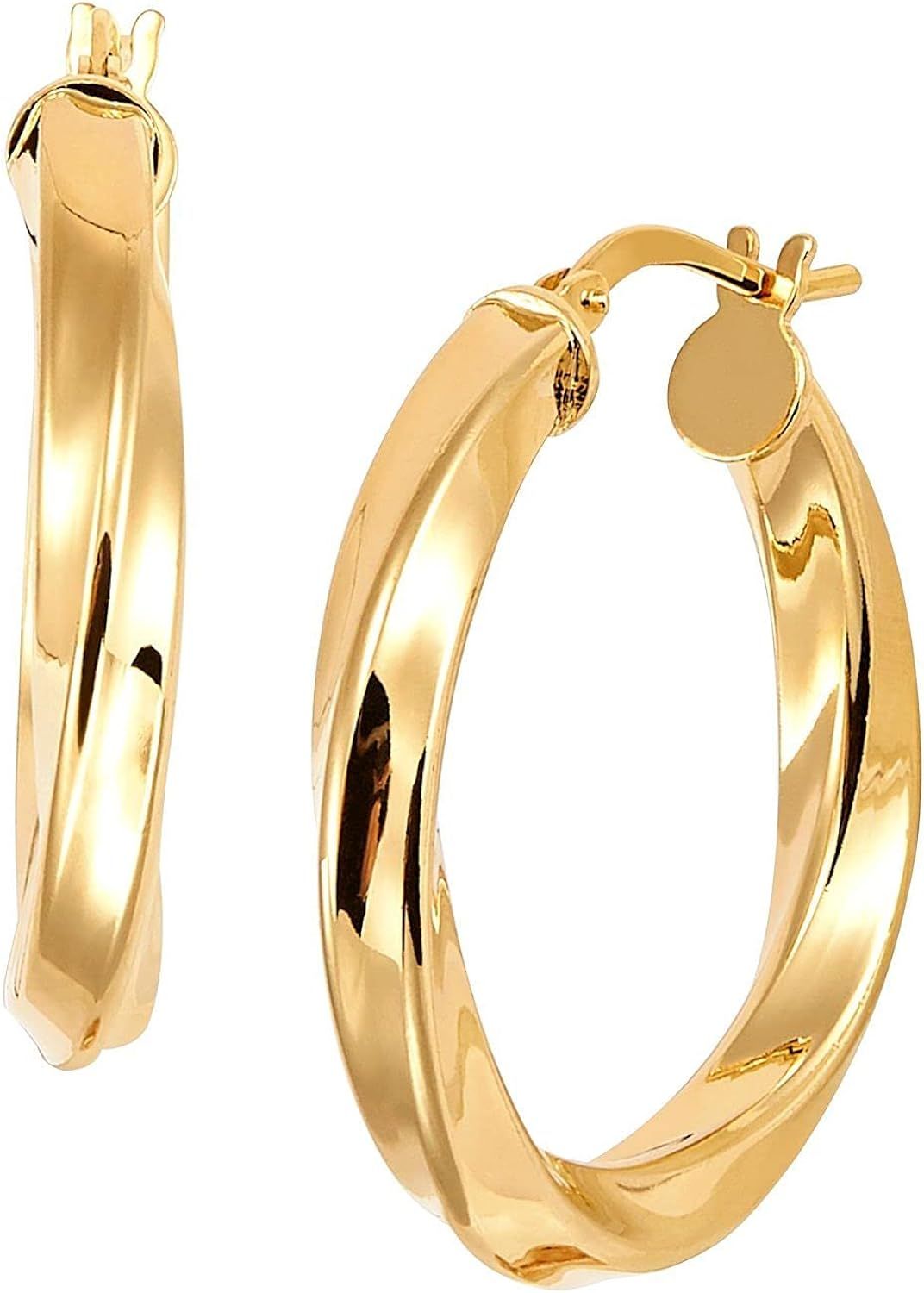 Welry Italian-Made 31 mm Twisted Hoop Earrings in 18K Gold-Plated Bronze | Amazon (US)