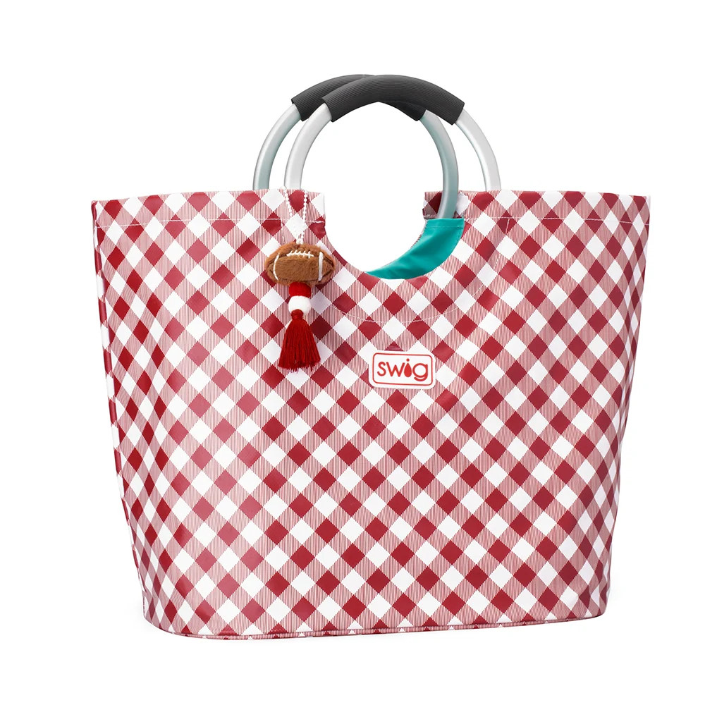 Gameday Gingham Crimson Loopi Tote Bag | Swig Life