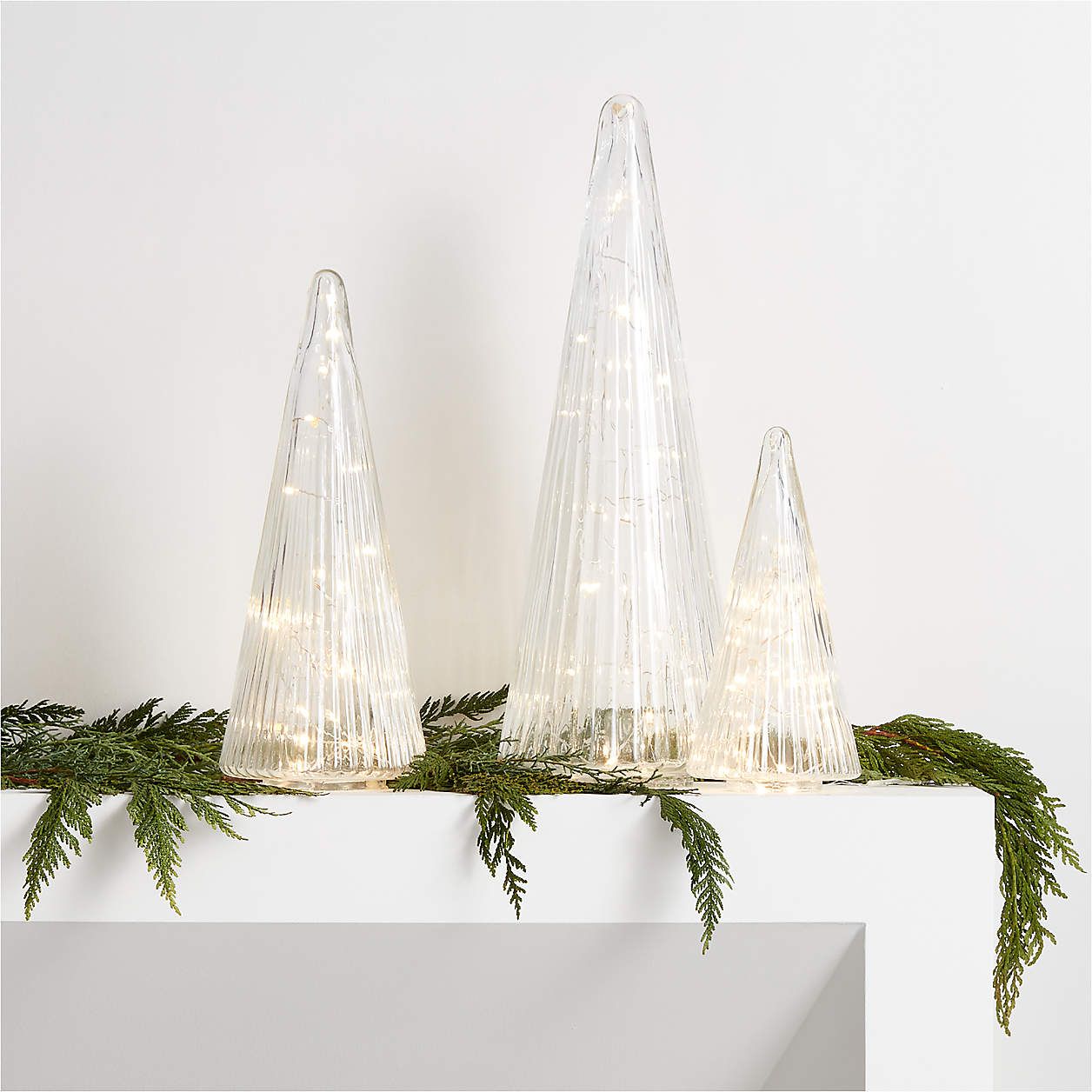 Small Ribbed Clear Glass Christmas Tree 9" + Reviews | Crate & Barrel | Crate & Barrel