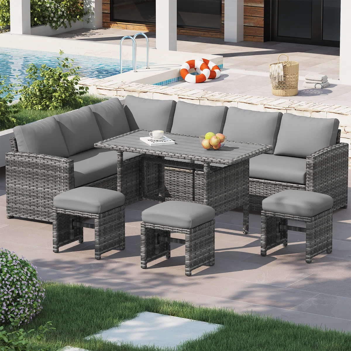 6 - Person Modular Patio Conversation Set with Cushions | Wayfair North America