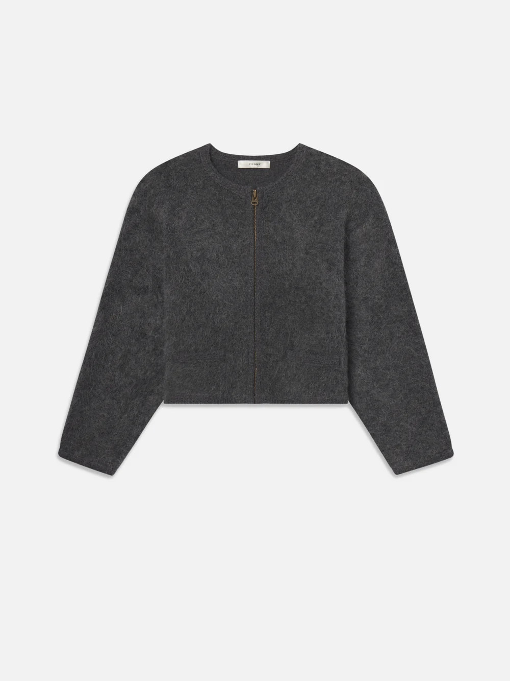 THE LOFTY CROCHET CARDI DARK HEATHER GREY | Frame Denim