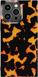 COCOMII Square Case Compatible with iPhone 12 Pro Max - Slim, Glossy, Black & Amber, Classic Tort... | Amazon (US)