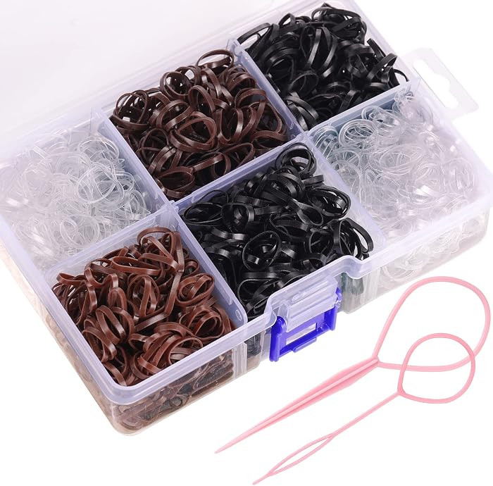Funtopia Mini Hair Ties, 2500Pcs Soft Hair Rubber Bands and Elastics for Girls Women with Organiz... | Amazon (US)