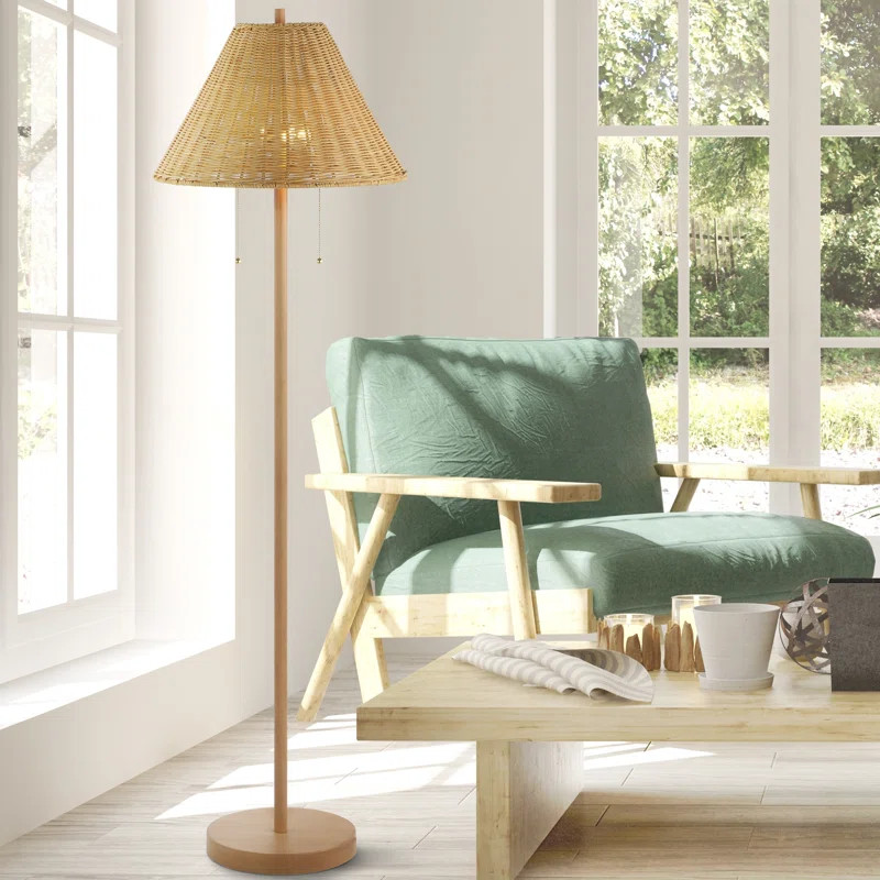 61'' Brown Wood Traditional Floor Lamp | Wayfair North America