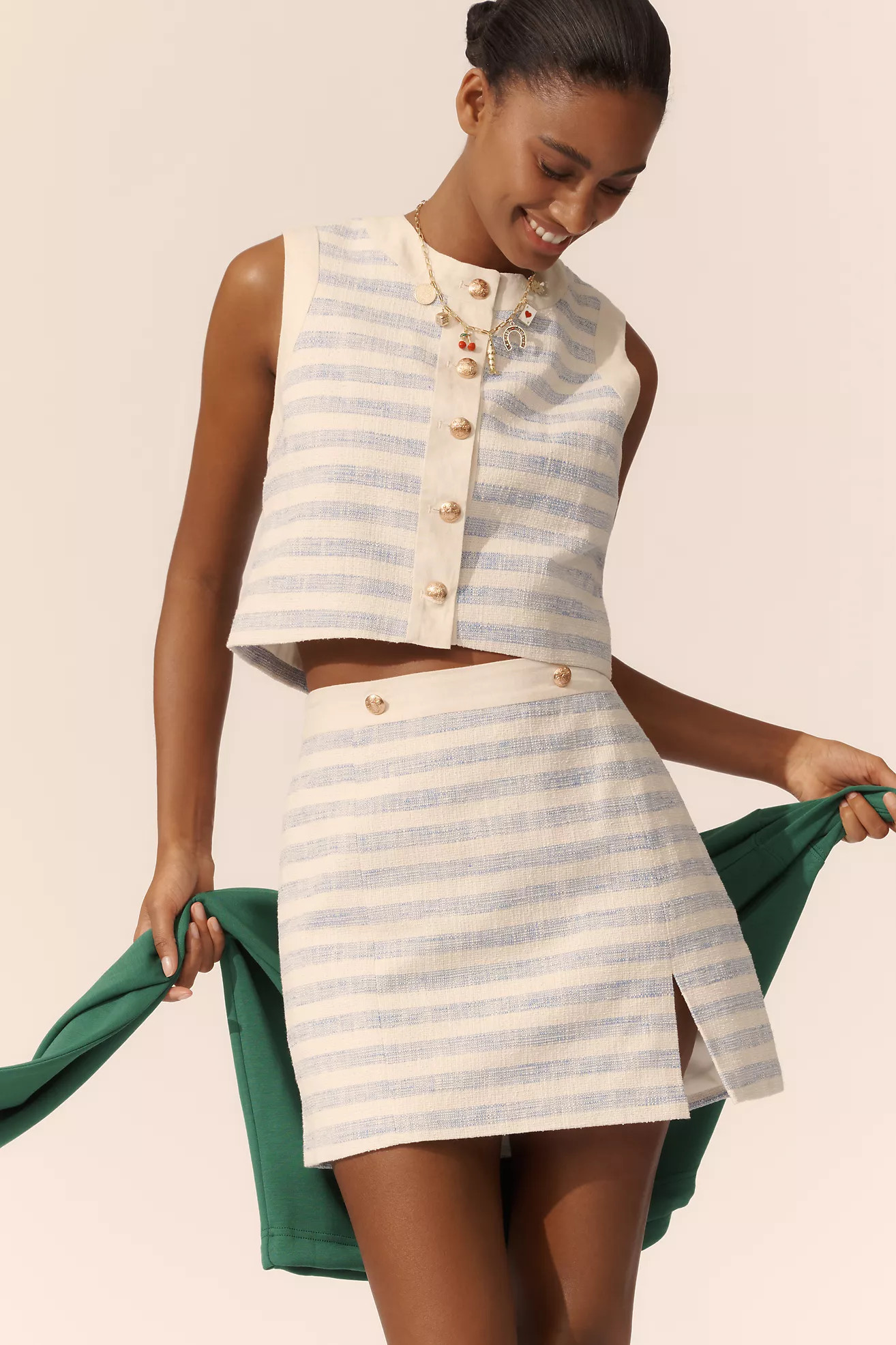 Avec Les Filles Striped Button-Front Sleeveless Blouse | Anthropologie (US)