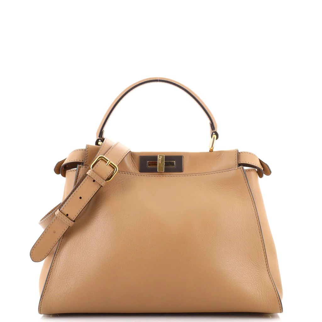 Fendi Peekaboo Bag Rigid Leather Regular Neutral 13433338 | Rebag