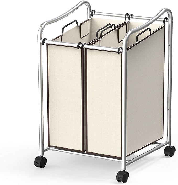 Simple Houseware 2-Bag Heavy Duty Rolling Laundry Sorter Cart, Chrome | Amazon (US)