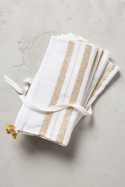 Golden Herringbone Napkin Set | Anthropologie (US)