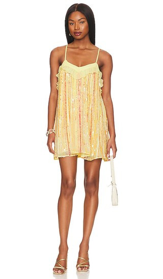 Novah Sequin Mini Dress in Lemonade Yellow | Revolve Clothing (Global)
