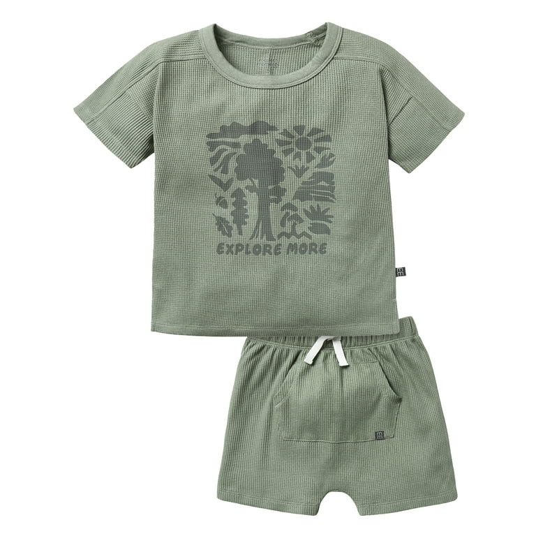 Modern Moments by Gerber Toddler Boy Organic Top and Shorts Outfit Set, Sizes 12M-5T - Walmart.co... | Walmart (US)