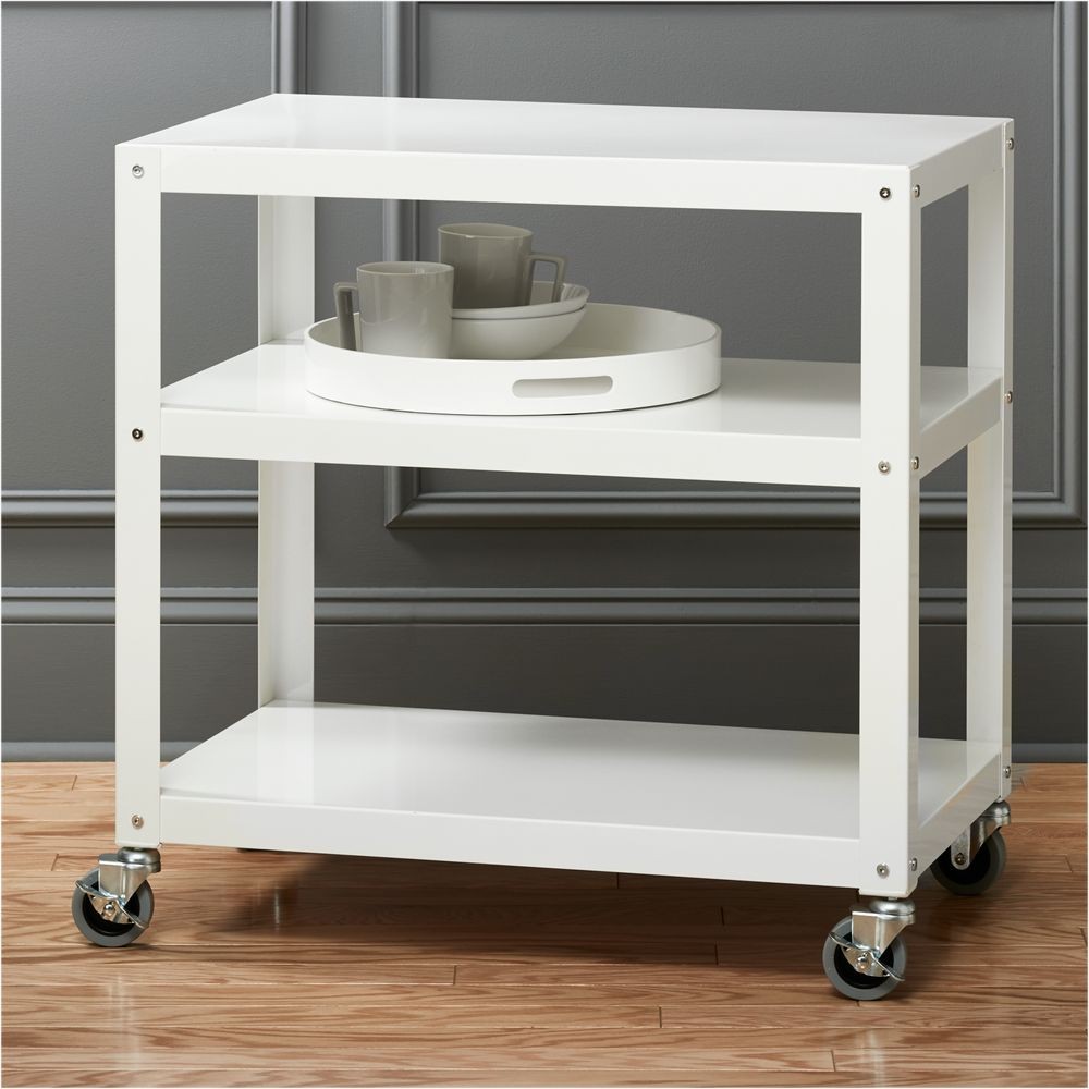 go-cart white 30"x18" rolling cart | CB2