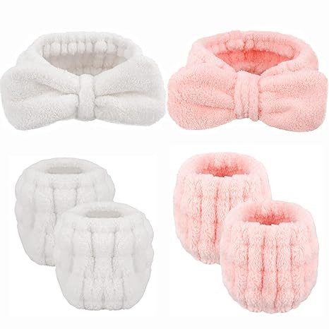 6Pcs Spa Headbands and Wrist Washband Set, Pink Headband for Washing Face Towel Wristbands Make U... | Amazon (US)