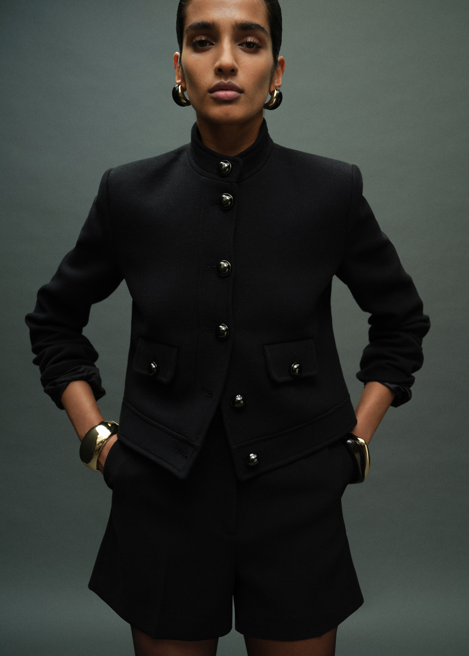 Jacket with jewel-button strip collar | Mango (US/MX/AU)