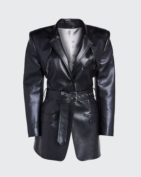 Faux-Leather Blazer with Detachable Apron | Bergdorf Goodman