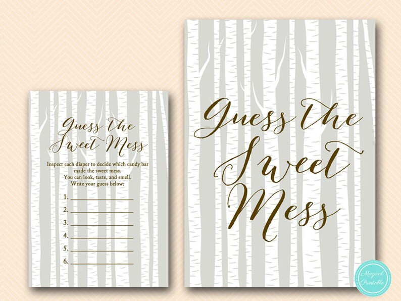 Birch Tree Baby Shower Guess the Sweet Mess, Guess the Sweet Mess, Dirty Diaper, Chocolate Bar Ga... | Etsy (US)