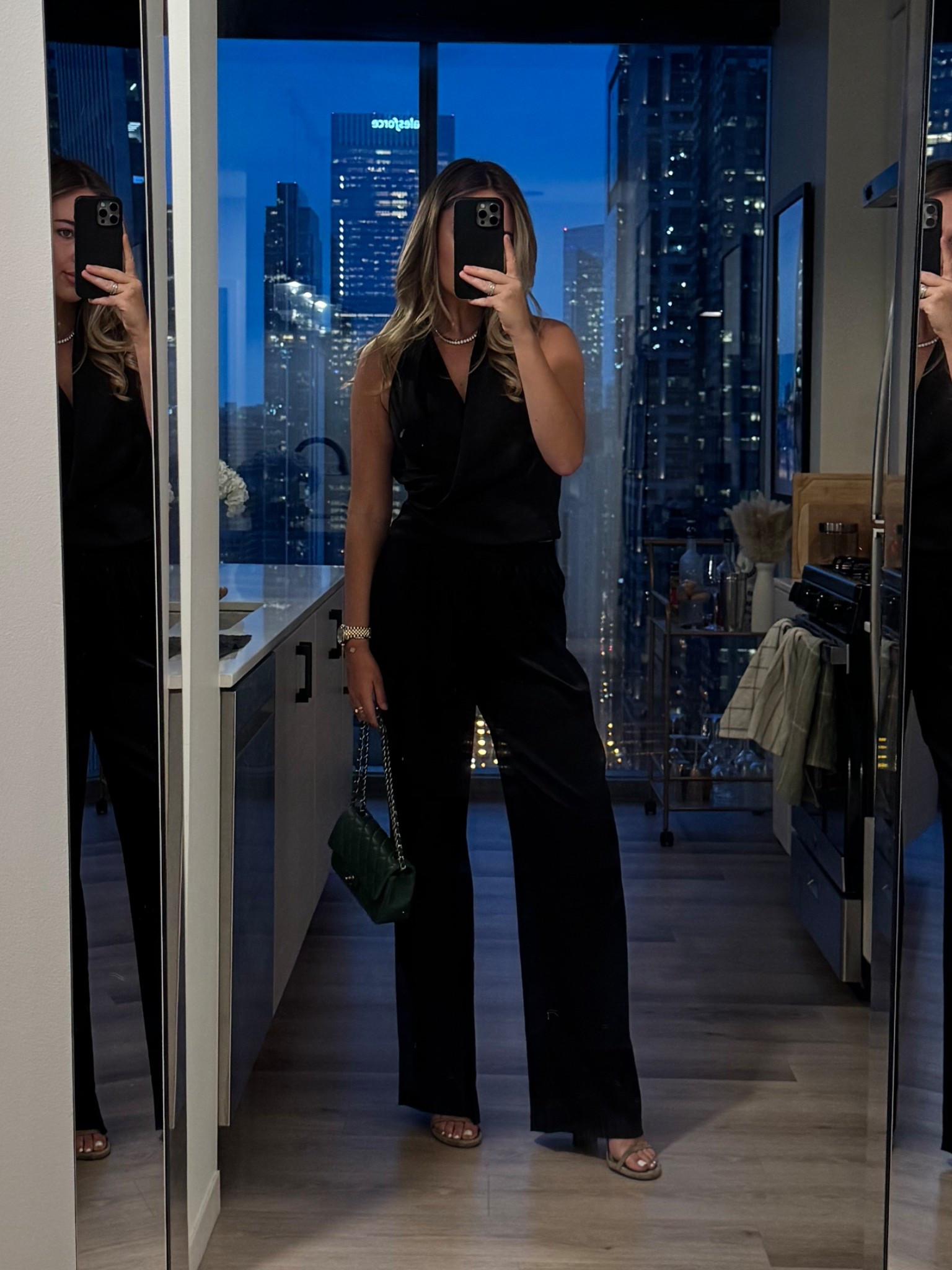 Dinner and drinks OOTD. Satin, Aritzia, Chanel 

#LTKStyleTip