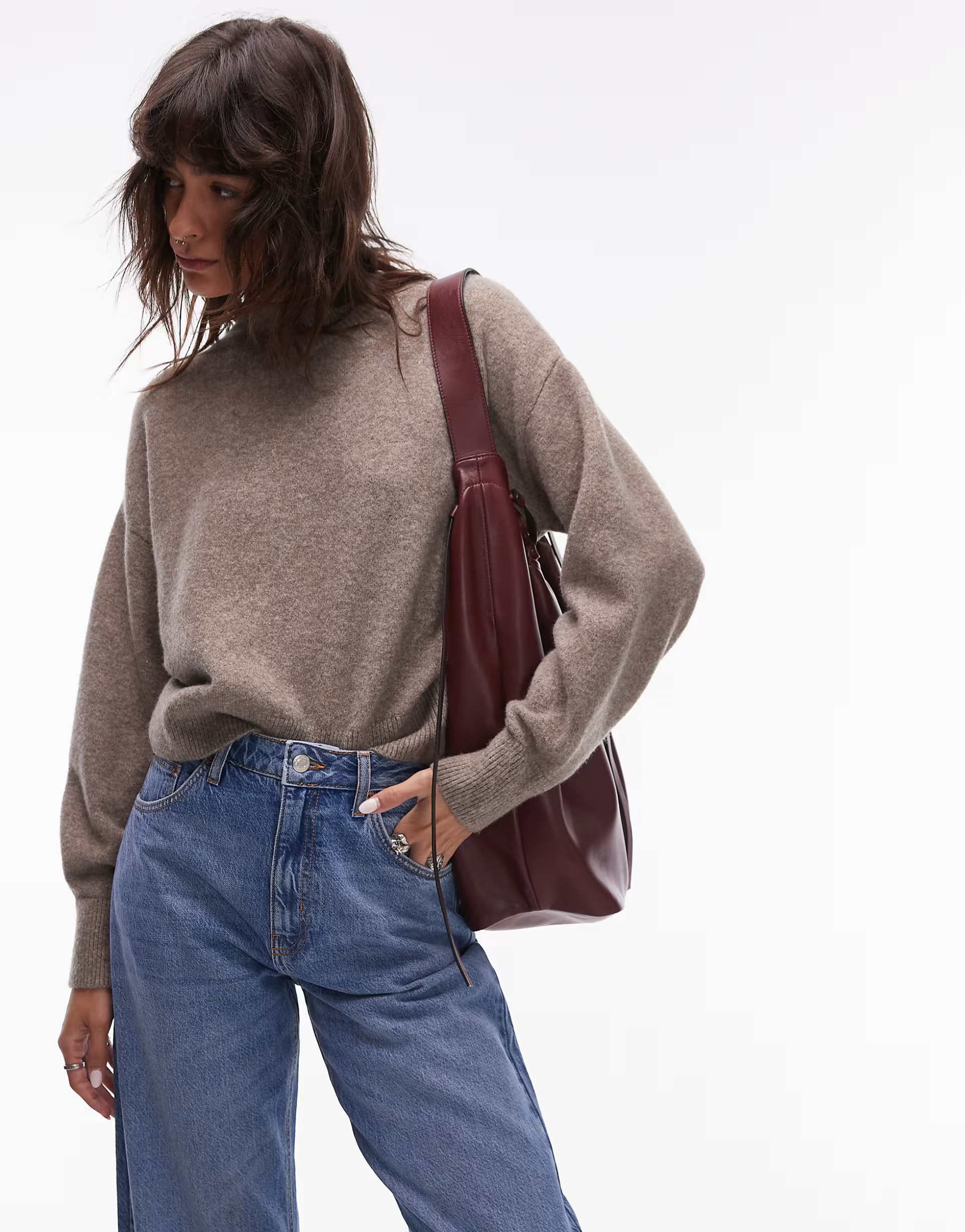 & Other Stories mock neck jumper in mole melange | ASOS (Global)