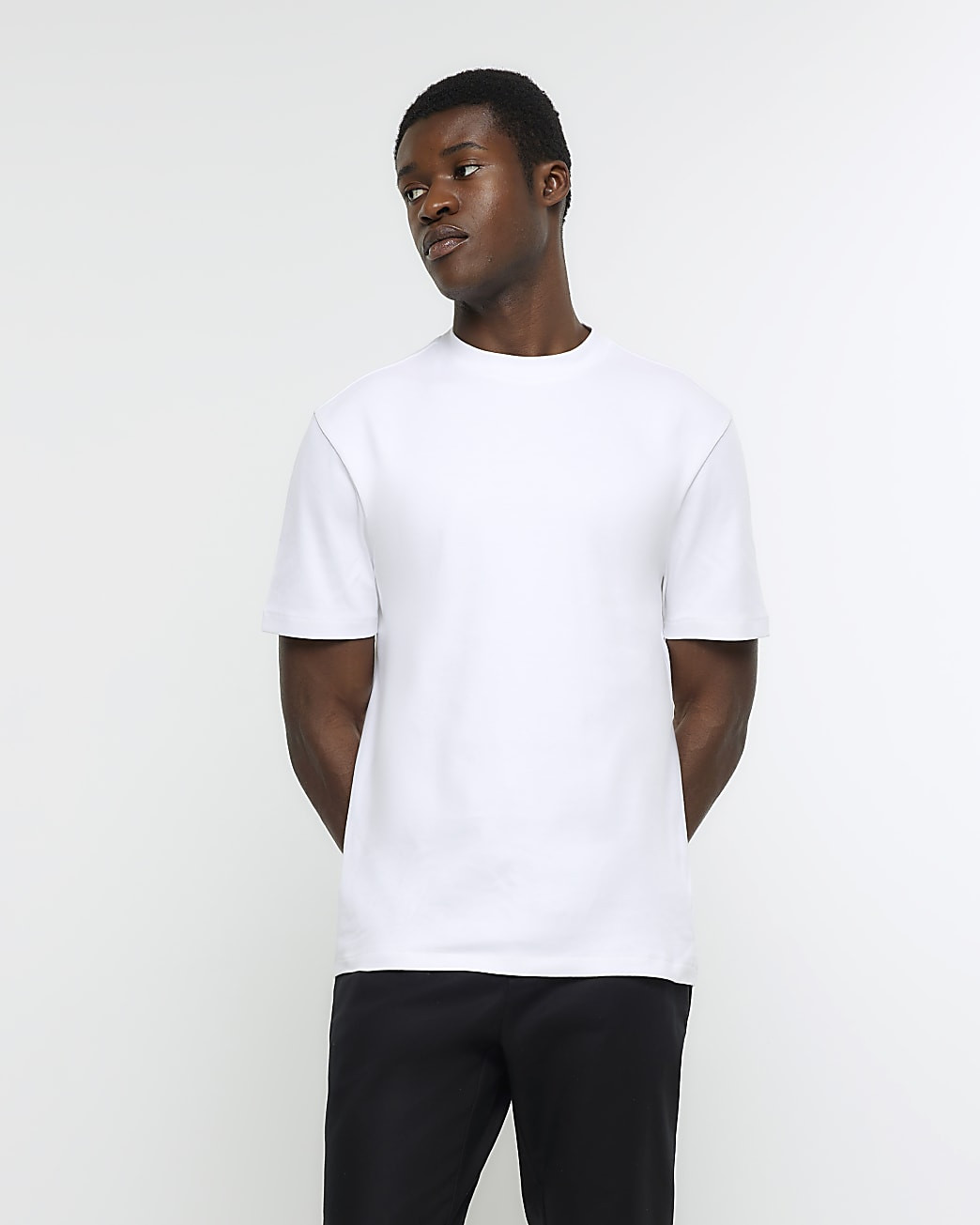 White RI Studio slim fit high neck t-shirt | River Island (UK & IE)