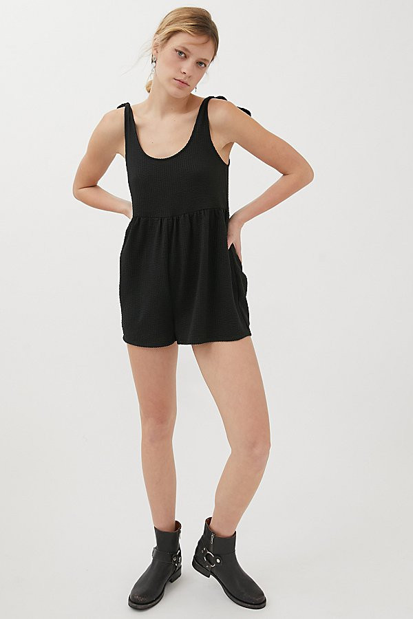 UO Marlee Knit Tie-Shoulder Romper | Urban Outfitters (US and RoW)