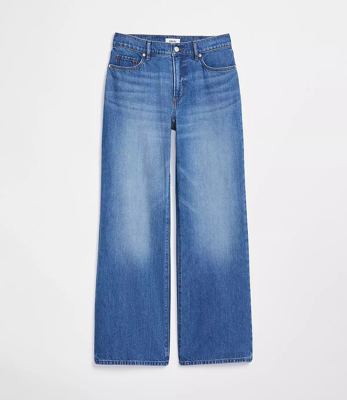 Rivete Curvy Mid Rise Wide Leg Jeans in Vintage Dark Wash | LOFT