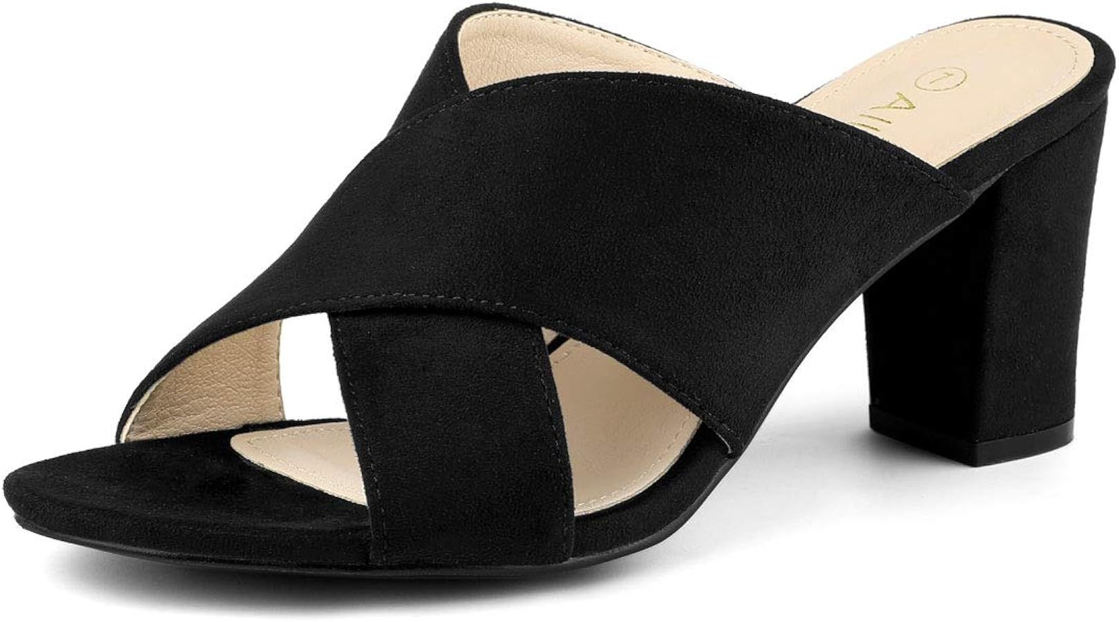 Allegra K Women's Crisscross Strap Block Heel Slide Sandals | Amazon (US)